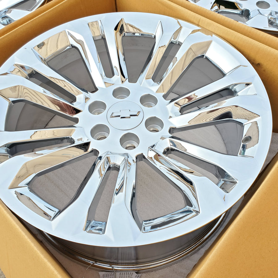 24x10 Chrome - Fits Chevrolete Silverado 1500,  Tahoe, Suburban, Avalanche, Express Van 1500 GMC Sierra K1500, Safari, Savanna Van, Yukon, Denali Cadillac Escalade