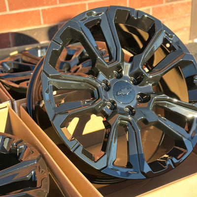 22X9 Gloss Black - Fits Chevrolete Silverado 1500,  Tahoe, Suburban, Avalanche, Express Van 1500 GMC Sierra K1500, Safari, Savanna Van, Yukon, Denali Cadillac Escalade