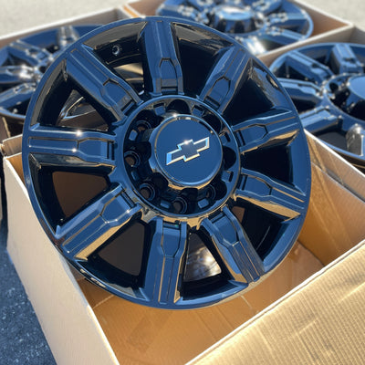 20X8.5 Gloss Black Wheels - Fits Chevrolet Rims 2500 3500  Silverado HD