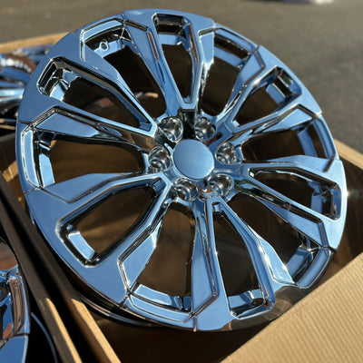22X9.0 Chrome - Fits Chevrolete Silverado 1500,  Tahoe, Suburban, Avalanche, Express Van 1500 GMC Sierra K1500, Safari, Savanna Van, Yukon, Denali Cadillac Escalade