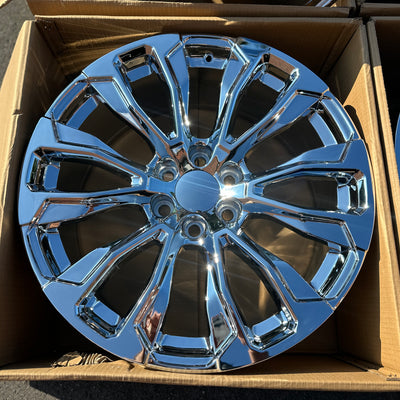 22X9.0 Chrome - Fits Chevrolete Silverado 1500,  Tahoe, Suburban, Avalanche, Express Van 1500 GMC Sierra K1500, Safari, Savanna Van, Yukon, Denali Cadillac Escalade
