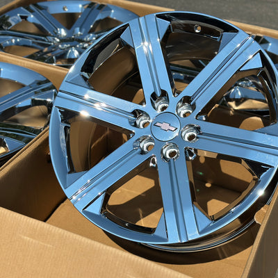 24X10 Chrome - Fits Chevrolete Silverado 1500,  Tahoe, Suburban, Avalanche, Express Van 1500 GMC Sierra K1500, Safari, Savanna Van, Yukon, Denali Cadillac Escalade