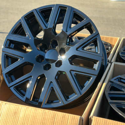 22X9 Gloss Black - Fits Chevrolete Silverado 1500,  Tahoe, Suburban, Avalanche, Express Van 1500 GMC Sierra K1500, Safari, Savanna Van, Yukon, Denali Cadillac Escalade