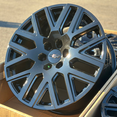 22X9 Gloss Black - Fits Chevrolete Silverado 1500,  Tahoe, Suburban, Avalanche, Express Van 1500 GMC Sierra K1500, Safari, Savanna Van, Yukon, Denali Cadillac Escalade